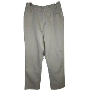 St. John's Bay Cotton Blend Straight Leg Jeans Womens 12 Beige Stretch NEW